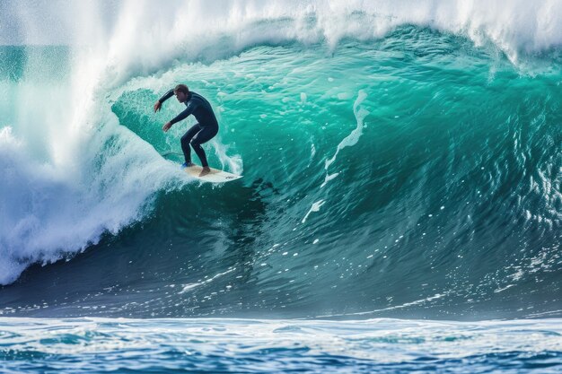 surfista professionista che cavalca le onde in azione