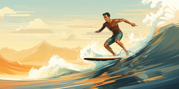 Surfista professionista che cavalca le onde uomo che cattura le onde nell'oceano Surfazione azione waterboard sport Acqua