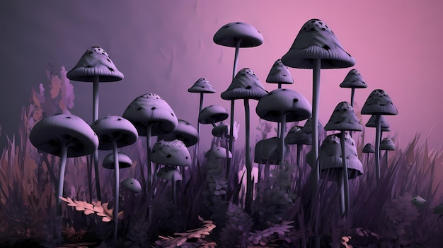 Surreale paesaggio psichedelico fantastici funghi