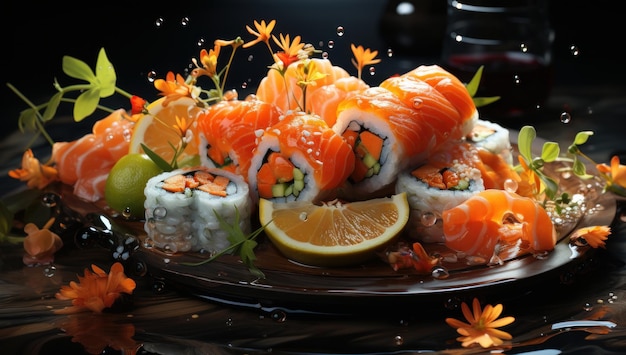 sushi con salmone e verdure