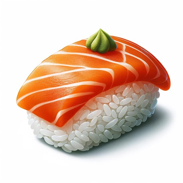 Sushi con salmone su uno sfondo bianco