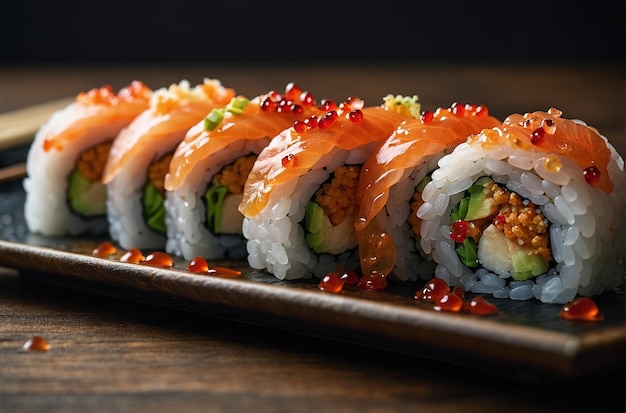 Sushi con vongole piccanti e Tobiko