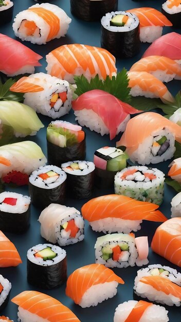 Sushi cute modello di sfondo e senza cuciture