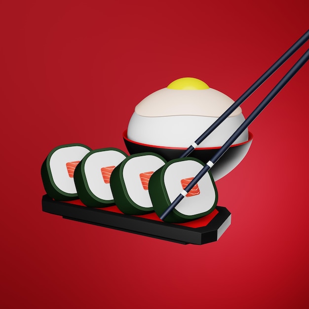 Sushi del fumetto 3d con riso Tamago