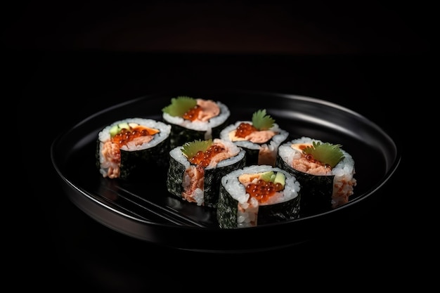 Sushi roll set stone Generate Ai