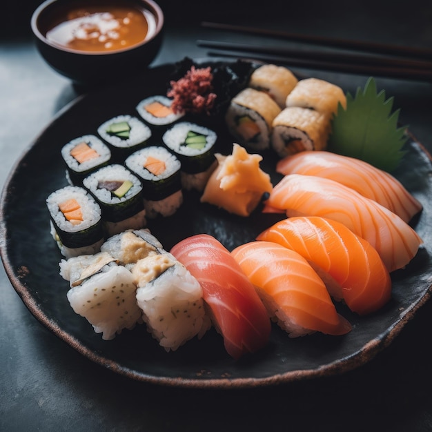 Sushi su un piatto AI generativo