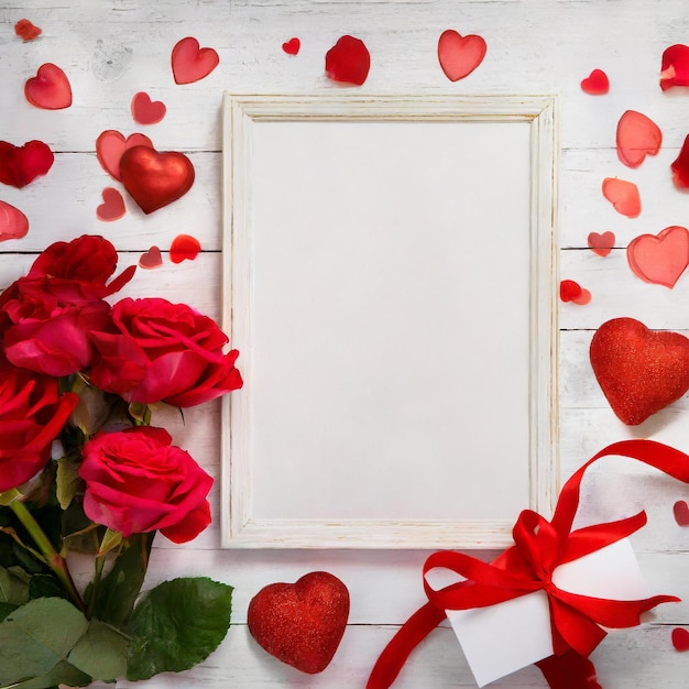 Sussurrando l'amore Luce sullo sfondo Adornato con cuori e fiori delicati per il giorno di San Valentino