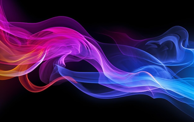 Sussurri cromatici Fumo arcobaleno su sfondo nero AI generativa