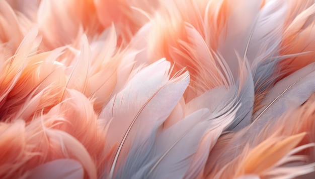 Sussurri di eleganza Delicate piume arancione e rosa in morbida armonia AI generativa
