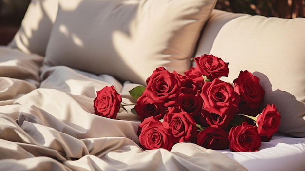 Sussurri di romanticismo Rose rosse e morbida luce di candela