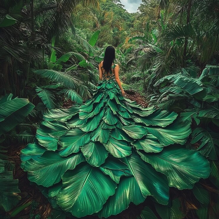 Sustainable Beauty The Leaf Dress in the Forest