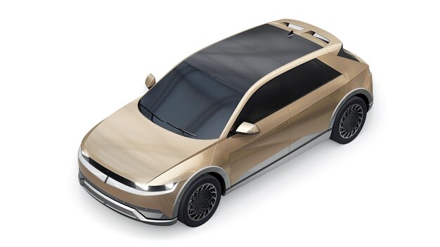 SUV hatchback elettrico ultra progressivo per le persone che amano la tecnologia Auto su sfondo bianco isolato Illustrazione 3d