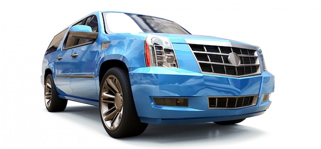 SUV premium blu grande. Rendering 3d.