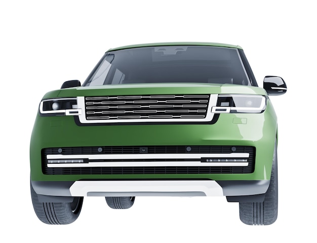 SUV verde isolato su sfondo bianco Modello 3d