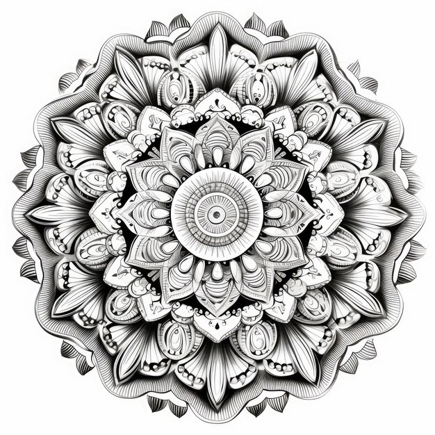 Svelando la bellezza senza tempo un monocromatico intricato modello di mandala