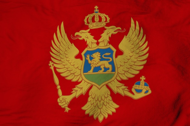 Sventola bandiera del Montenegro nel rendering 3D