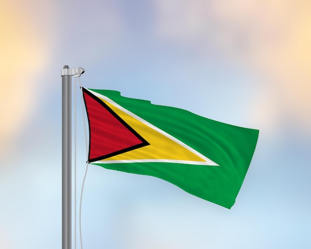 Sventola bandiera della Guyana su un pennone