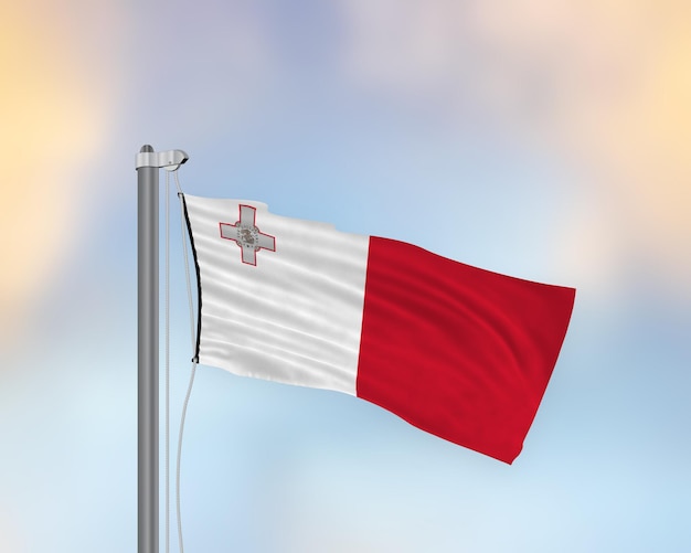 Sventola bandiera di Malta su un flagpost