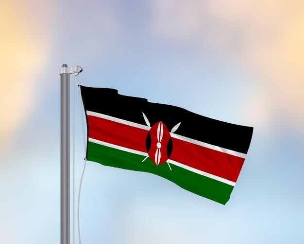 Sventolando la bandiera del Kenya su un pennone