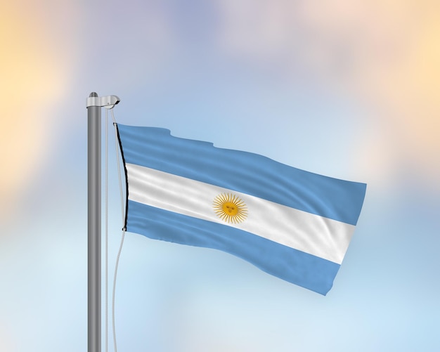 Sventolando la bandiera dell'Argentina su un pennone