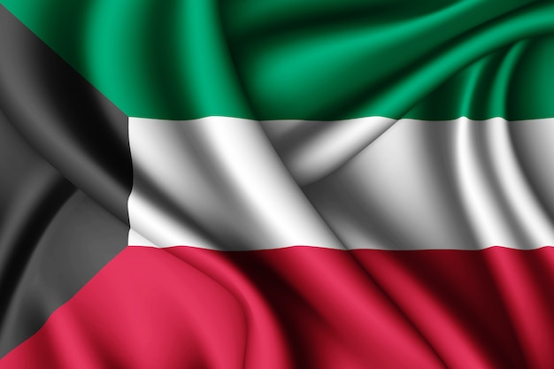 Sventolando la bandiera della seta del Kuwait