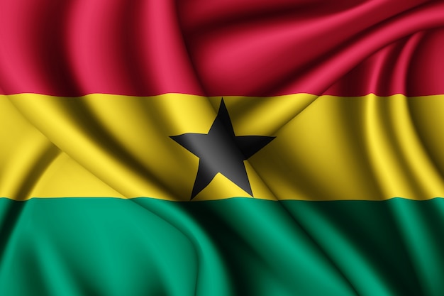 Sventolando la bandiera di seta del Ghana