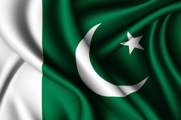 Sventolando la bandiera di seta del Pakistan