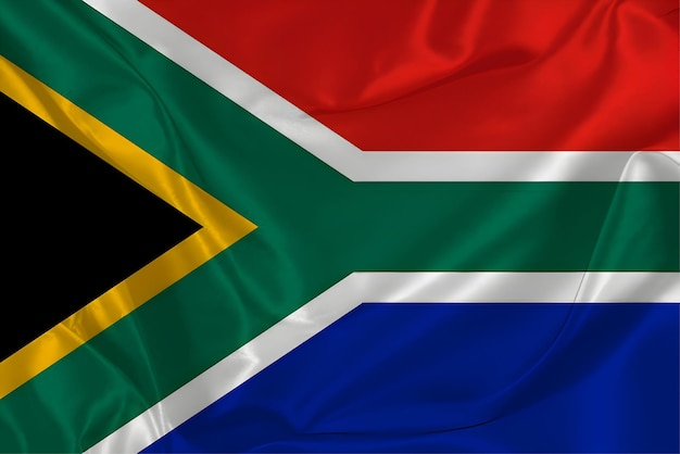 Sventolando la bandiera di seta del Sudafrica