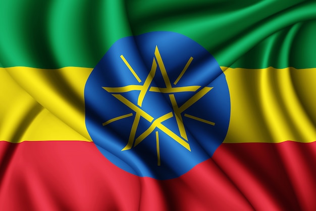 Sventolando la bandiera di seta dell'Etiopia