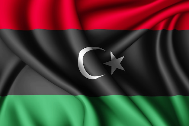 Sventolando la bandiera di seta della Libia