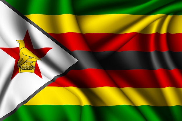 Sventolando la bandiera di seta dello Zimbabwe