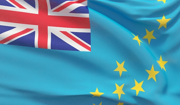 Sventolando la bandiera nazionale di tuvalu ha sventolato il rendering del primo piano altamente dettagliato