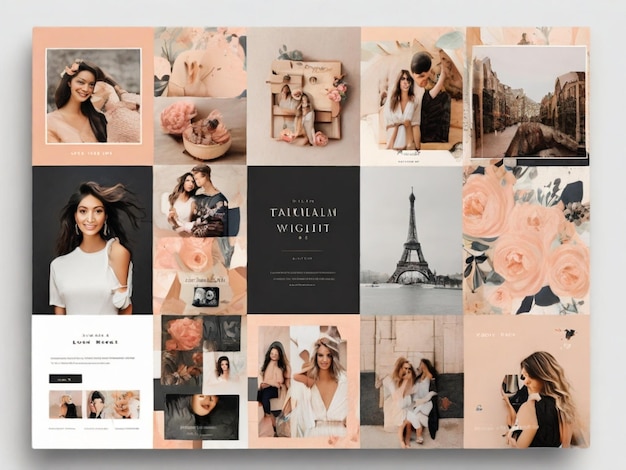 Sviluppare un set di modelli di collage per i post sui social media con disegni alla moda e personalizzabili