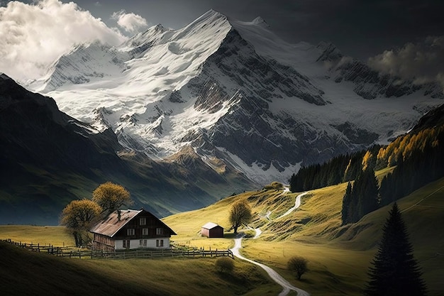 Svizzera alte Alpi montagne nuvole serene maestose Generative AI AIG15
