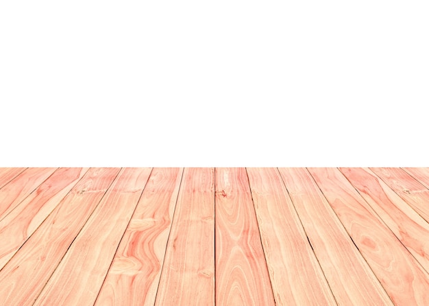 Svuoti il ​​pavimento di legno marrone isolato su fondo bianco. per il montaggio del tuo prodotto