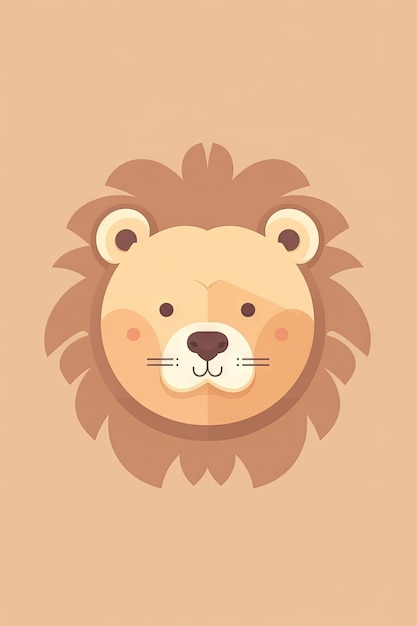 Sweet Baby Lion illustrazione su sfondo marrone chiaro