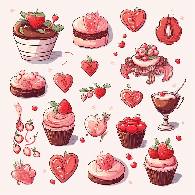 Sweetheart Delights Valentines Day Cute Dessert Clipart