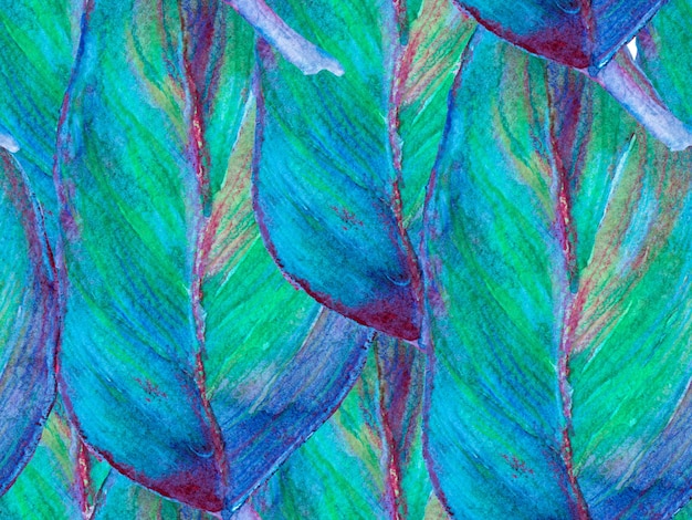 Swimwear Print with Tropical Leaves. Classic Blue and Indigo Exotic Hawaiian Design. Upholstery Texture. Watercolor Floral Background. Tropical Summer Rapport. Watercolor Leaves Seamless Pattern.