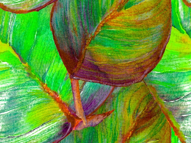 Swimwear Print with Tropical Leaves. Exotic Hawaiian Design. Upholstery Texture. Watercolor Floral Background. Tropical Summer Rapport. Watercolor Leaves Seamless Pattern.  classic Blue and Green