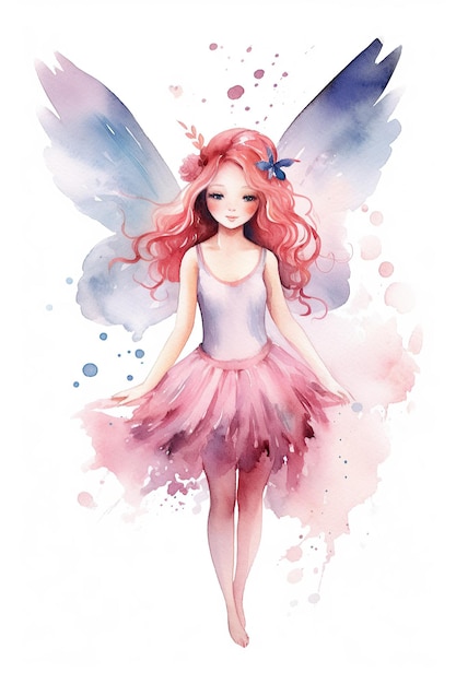 Sylph fata danza acquerello clipart carino isolato su sfondo bianco con intelligenza artificiale generativa