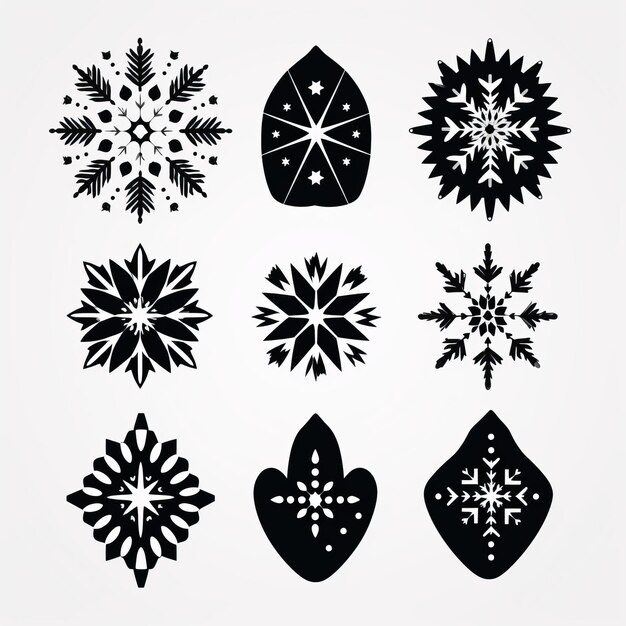 Symmetrical Black And White Snowflake Mittens Vector Art (Arte vettoriale in fiocco di neve simmetrico)