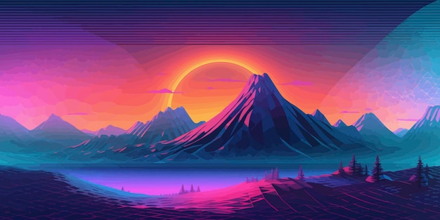 Synthwave sogna uno sfondo retrò con un'atmosfera nostalgica generata dall'intelligenza artificiale