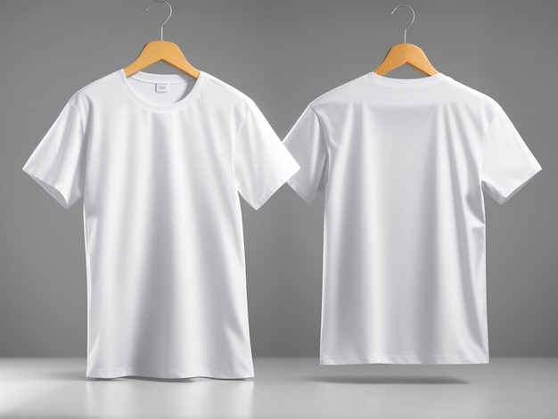 T-shirt bianca di tela pulita davanti e dietro isolata su sfondo bianco