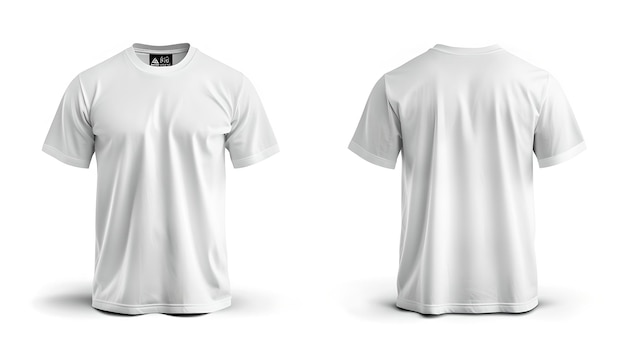 T-shirt bianca in bianco Mockup vista anteriore e posteriore T-shirt unisex di alta qualità Perfetto per la presentazione del design Moda semplicistica Ideale per progetti di branding AI