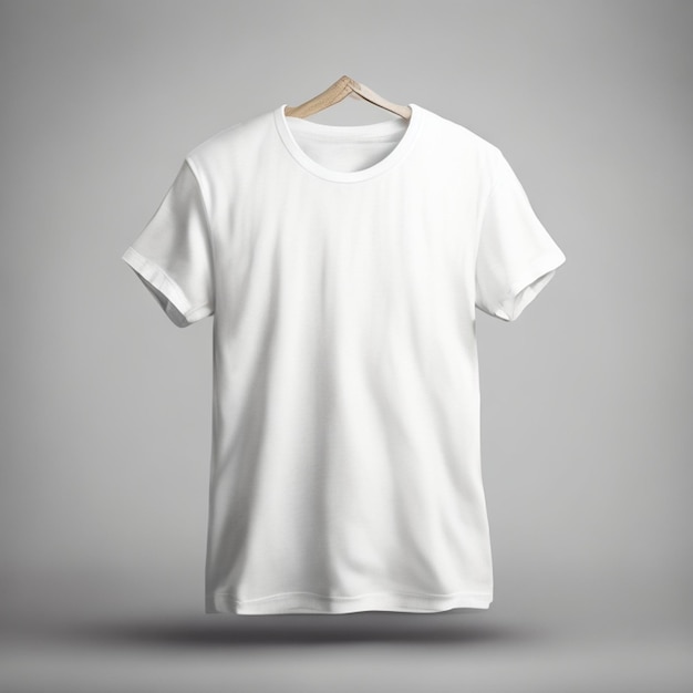 T-shirt bianche gratuite concetto di mockup con spazio di copia su sfondo grigio