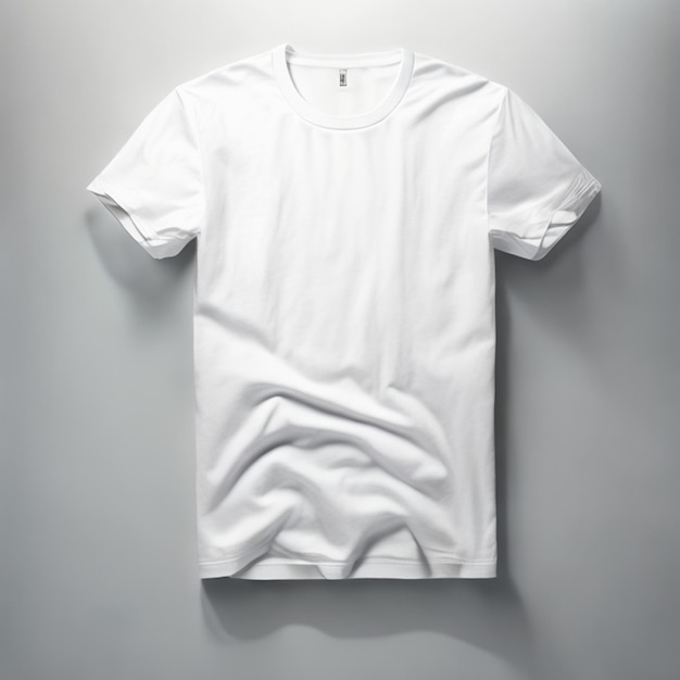 T-shirt bianche gratuite concetto di mockup con spazio di copia su sfondo grigio