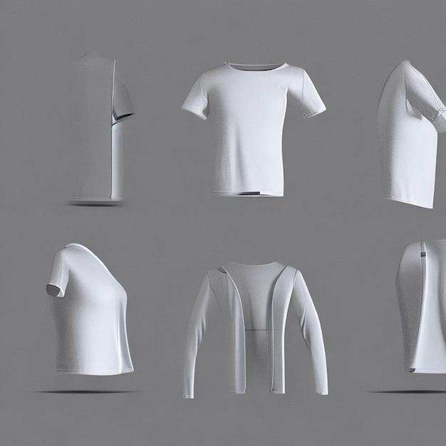 T-Shirt bianco Mockup Set Front Back e Side View 3D Perfetto per l'arte e la progettazione grafica