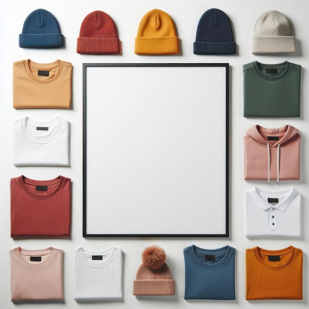T-shirt con cappuccio e cappello isolato per uso commerciale