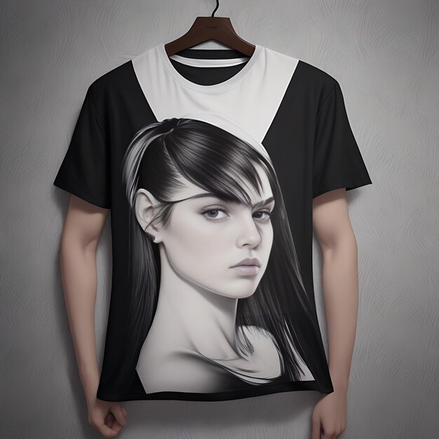 T-shirt con ritratto di una ragazza