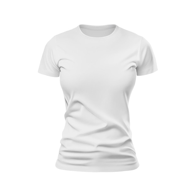 T-shirt femminile vista frontale su sfondo bianco